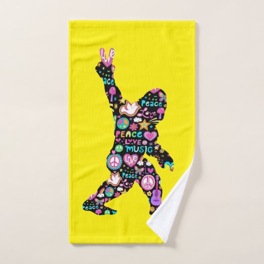 Peace Love Bigfoot Hippie Funny Bigfoot Lover Handdoek (Handdoek)