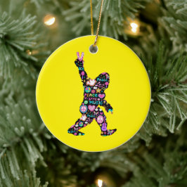 Peace Love Bigfoot Hippie Funny Bigfoot Lover Keramisch Ornament