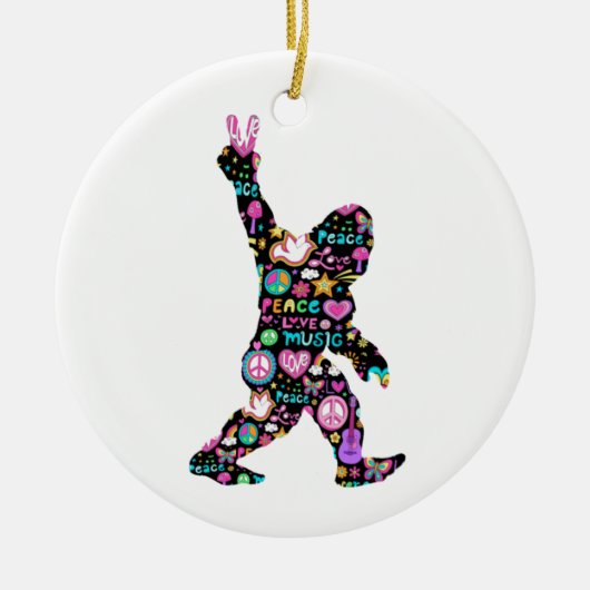 Peace Love Bigfoot Hippie Funny Bigfoot Lover Keramisch Ornament (Voorkant)