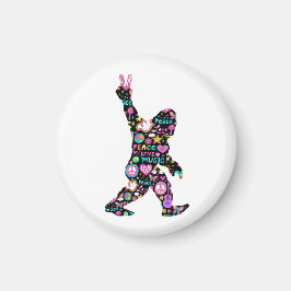 Peace Love Bigfoot Hippie Funny Bigfoot Lover Magneet