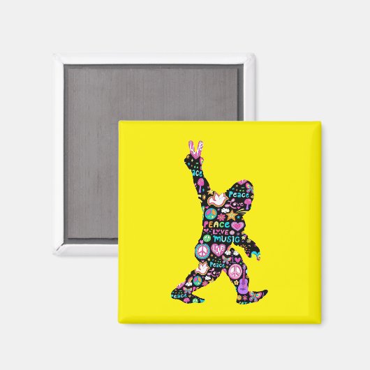 Peace Love Bigfoot Hippie Funny Bigfoot Lover Magneet (Voorkant / Achterkant)