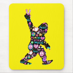 Peace Love Bigfoot Hippie Funny Bigfoot Lover Muismat
