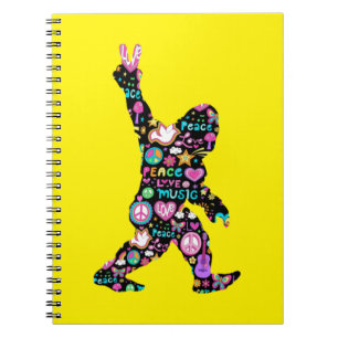Peace Love Bigfoot Hippie Funny Bigfoot Lover Notitieboek