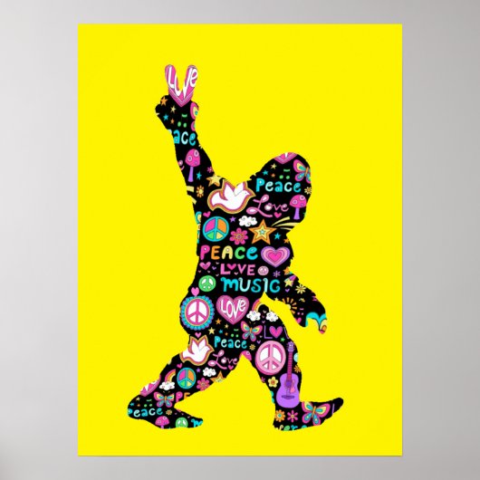 Peace Love Bigfoot Hippie Funny Bigfoot Lover Poster (Voorkant)