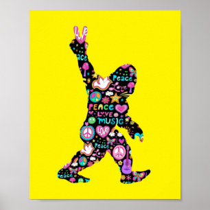 Peace Love Bigfoot Hippie Funny Bigfoot Lover Poster