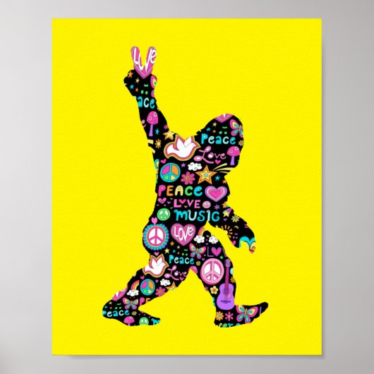 Peace Love Bigfoot Hippie Funny Bigfoot Lover Poster (Voorkant)
