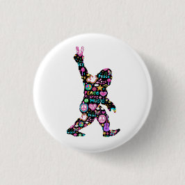 Peace Love Bigfoot Hippie Funny Bigfoot Lover Ronde Button 3,2 Cm