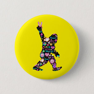 Peace Love Bigfoot Hippie Funny Bigfoot Lover Ronde Button 5,7 Cm
