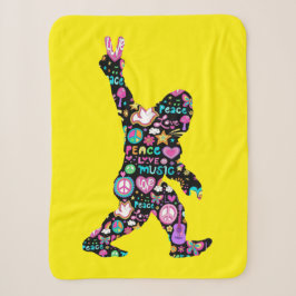Peace Love Bigfoot Hippie Funny Bigfoot Lover Sherpa Deken