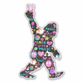 Peace Love Bigfoot Hippie Funny Bigfoot Lover Sticker (Voorkant)