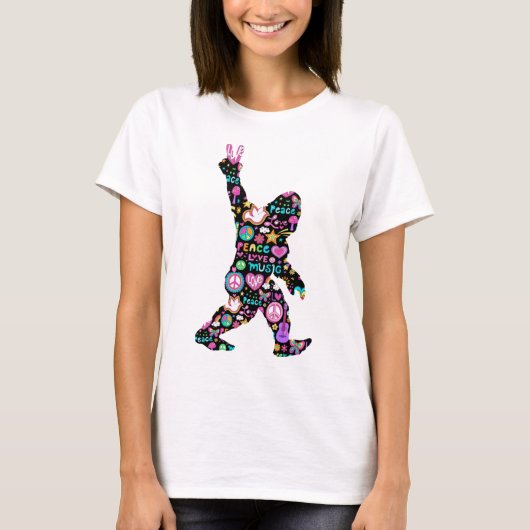 Peace Love Bigfoot Hippie Funny Bigfoot Lover T-shirt (Voorkant)
