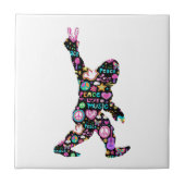 Peace Love Bigfoot Hippie Funny Bigfoot Lover Tegeltje (Voorkant)