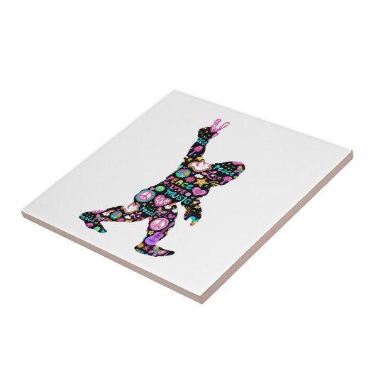 Peace Love Bigfoot Hippie Funny Bigfoot Lover Tegeltje (Zijkant)