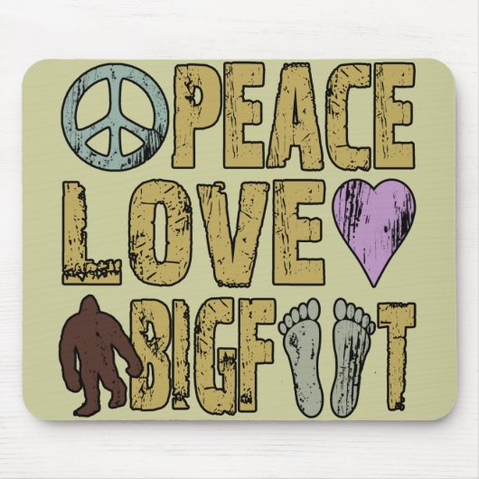 Peace Love Bigfoot Muismat (Voorkant)