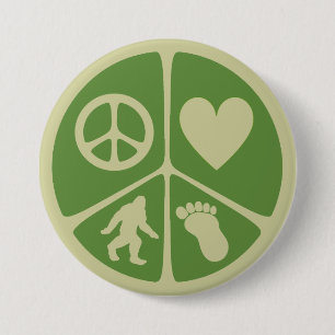 Peace Love Bigfoot Ronde Button 7,6 Cm