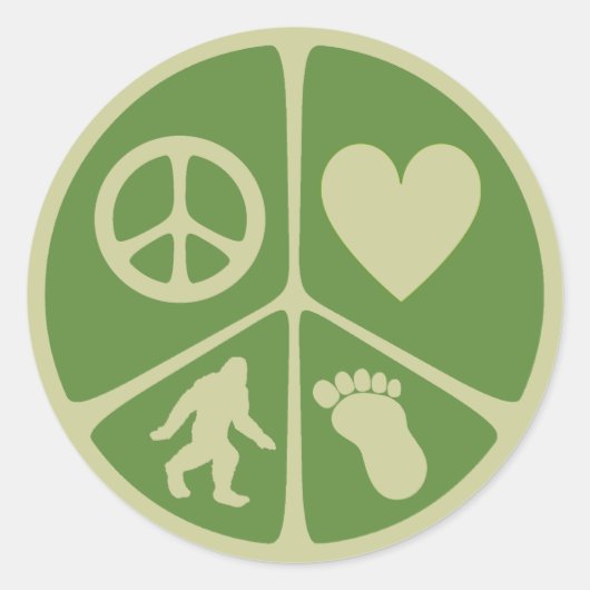 Peace Love Bigfoot Ronde Sticker (Voorkant)