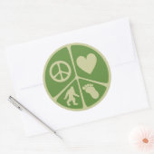 Peace Love Bigfoot Ronde Sticker (Envelop)