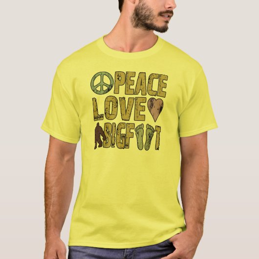 Peace Love Bigfoot T-shirt (Voorkant)