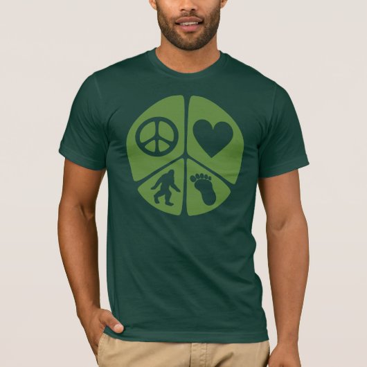 Peace Love Bigfoot T-shirt (Voorkant)