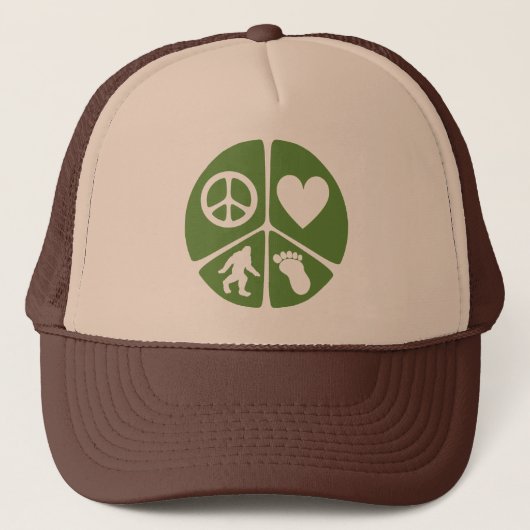 Peace Love Bigfoot Trucker Pet (Voorkant)