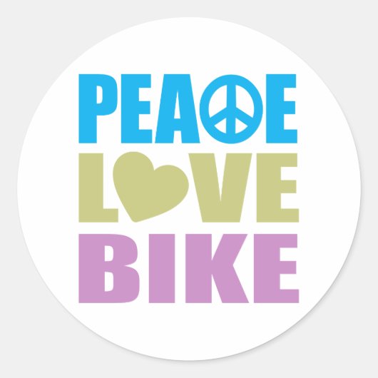 Peace Love Bike Ronde Sticker (Voorkant)