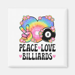 Peace Love Biljart Lover 60s 70s Hippie Outfit B Magneet