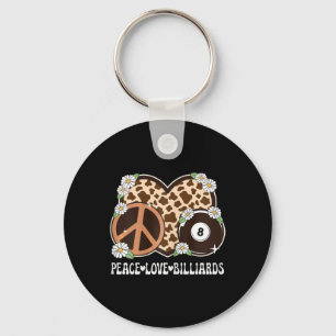 Peace Love Biljart Lover Koe Print Meisjes Schatti Sleutelhanger