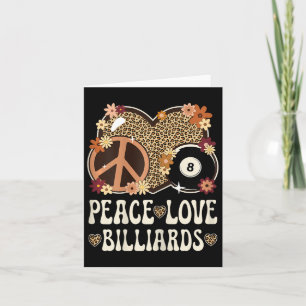 Peace Love Biljart Lover Leopard Print Girl Schatt Kaart