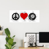 Peace Love Billiard Emblem Poster (Thuiskantoor)
