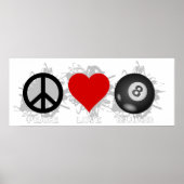 Peace Love Billiard Emblem Poster (Voorkant)
