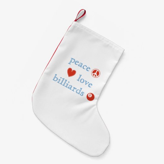 Peace Love Billiards Kleine Kerstsok (Voorkant (Hangend))