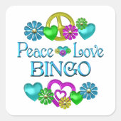 Peace Love Bingo Vierkante Sticker (Voorkant)