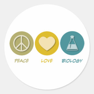 Peace Love Biology Ronde Sticker