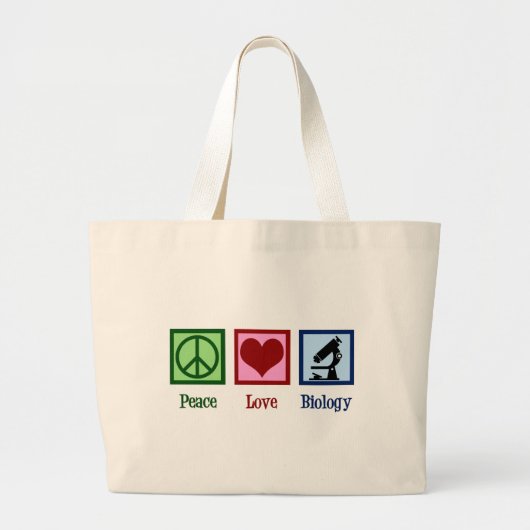 Peace Love Biology Teacher Grote Tote Bag (Voorkant)