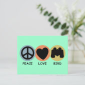 Peace Love Bird Briefkaart (Staand voorkant)