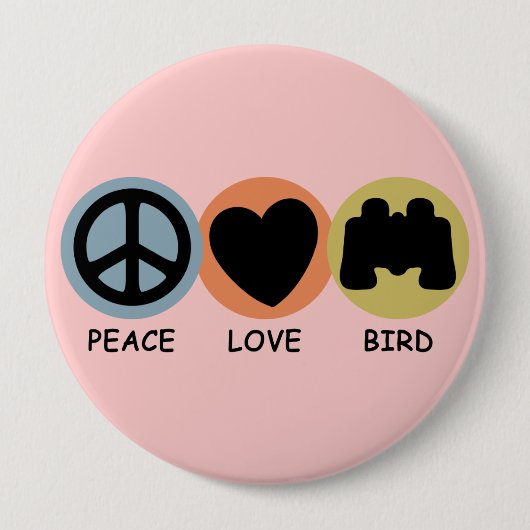 Peace Love Bird Ronde Button 4,0 Cm (Voorkant)