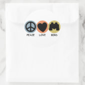 Peace Love Bird Ronde Sticker (Tas)