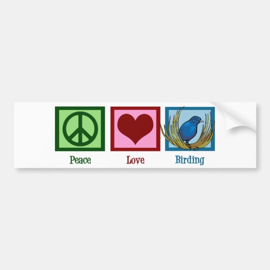Peace Love Birding Bumpersticker (Voorkant)