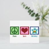 Peace Love Birthday Briefkaart (Staand voorkant)
