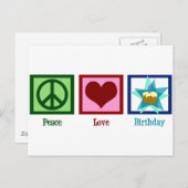 Peace Love Birthday Briefkaart (Voorkant / Achterkant)
