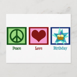 Peace Love Birthday Briefkaart