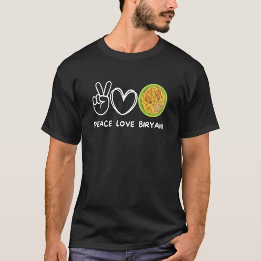 Peace Love Biryani Retro Biryani  Food T-shirt (Voorkant)