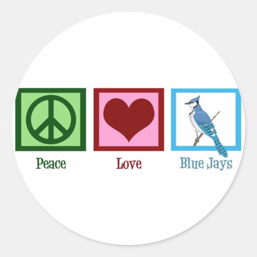 Peace Love Blue Jays Ronde Sticker (Voorkant)