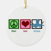 Peace Love Blue Octopus Keramisch Ornament (Voorkant)