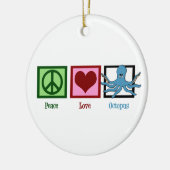 Peace Love Blue Octopus Keramisch Ornament (Links)