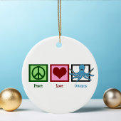 Peace Love Blue Octopus Keramisch Ornament