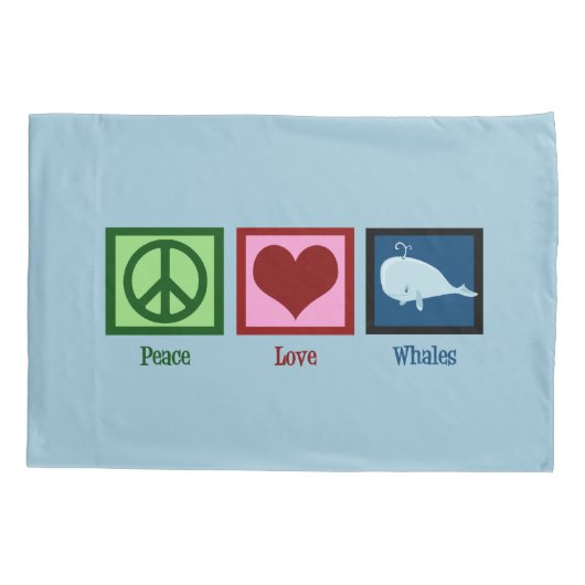 Peace Love Blue Whale Cute Kussensloop (Achterkant)