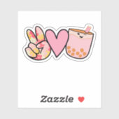 Peace Love Boba Bubble Tea Cute and Funny Sticker (Vel)