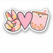 Peace Love Boba Bubble Tea Cute and Funny Sticker (Voorkant)
