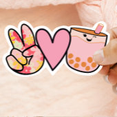 Peace Love Boba Bubble Tea Cute and Funny Sticker